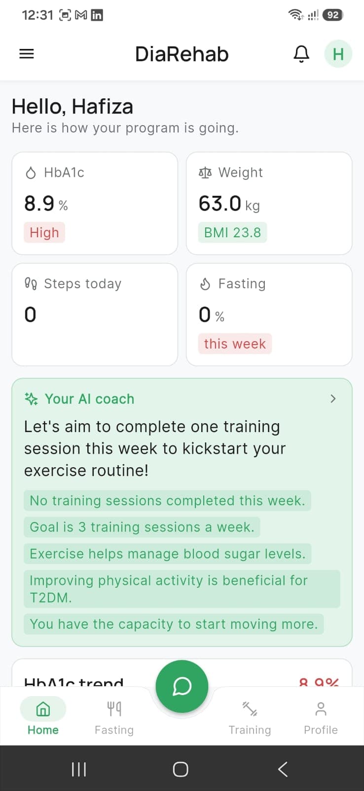 Weekly Progress Overview & AI Coach
